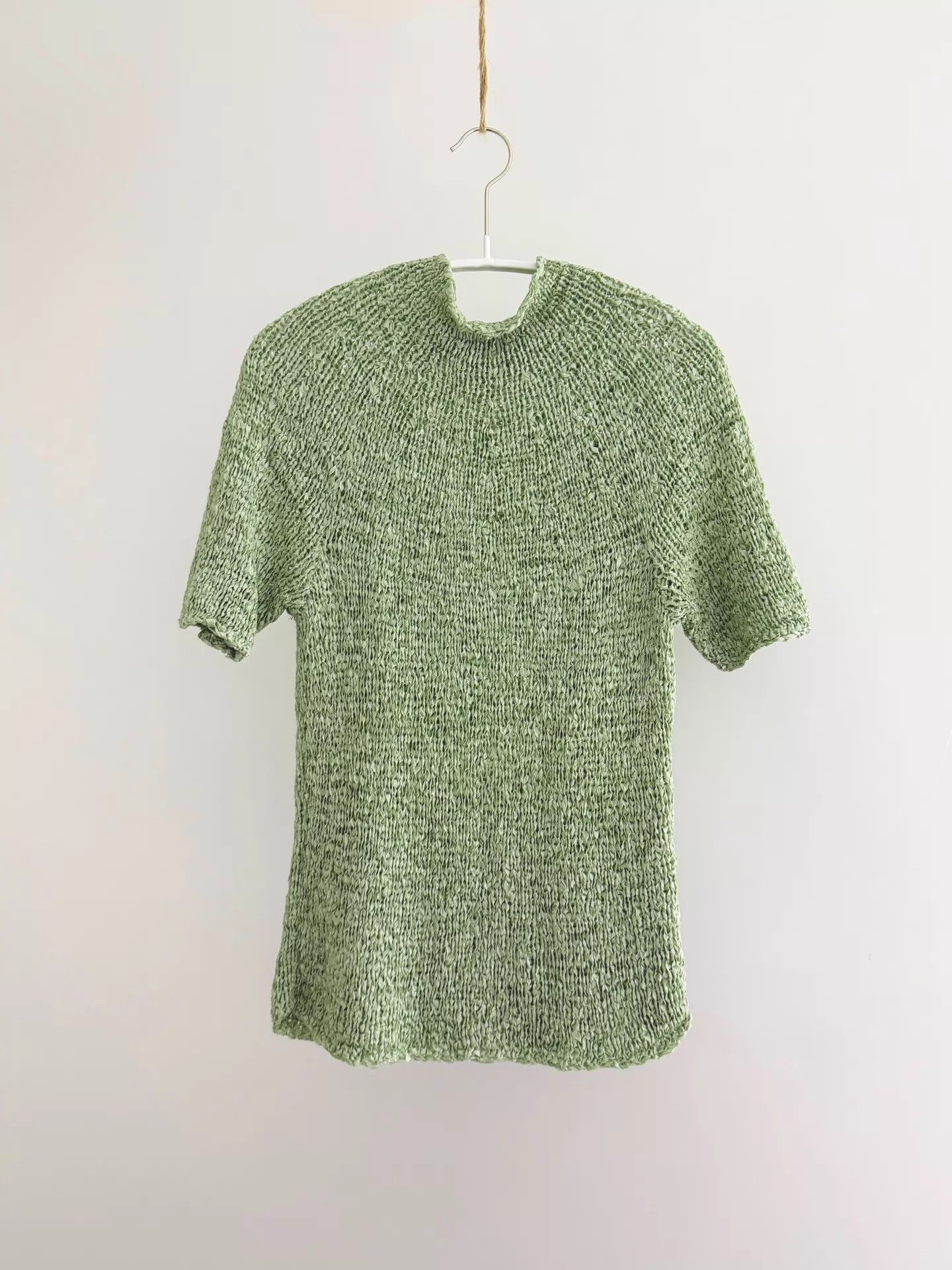 Issey Miyake ISSEY MIYAKE Haat Light Green Silk Knit Top Size XS / US 0-2 / IT 36-38 - 2 Thumbnail