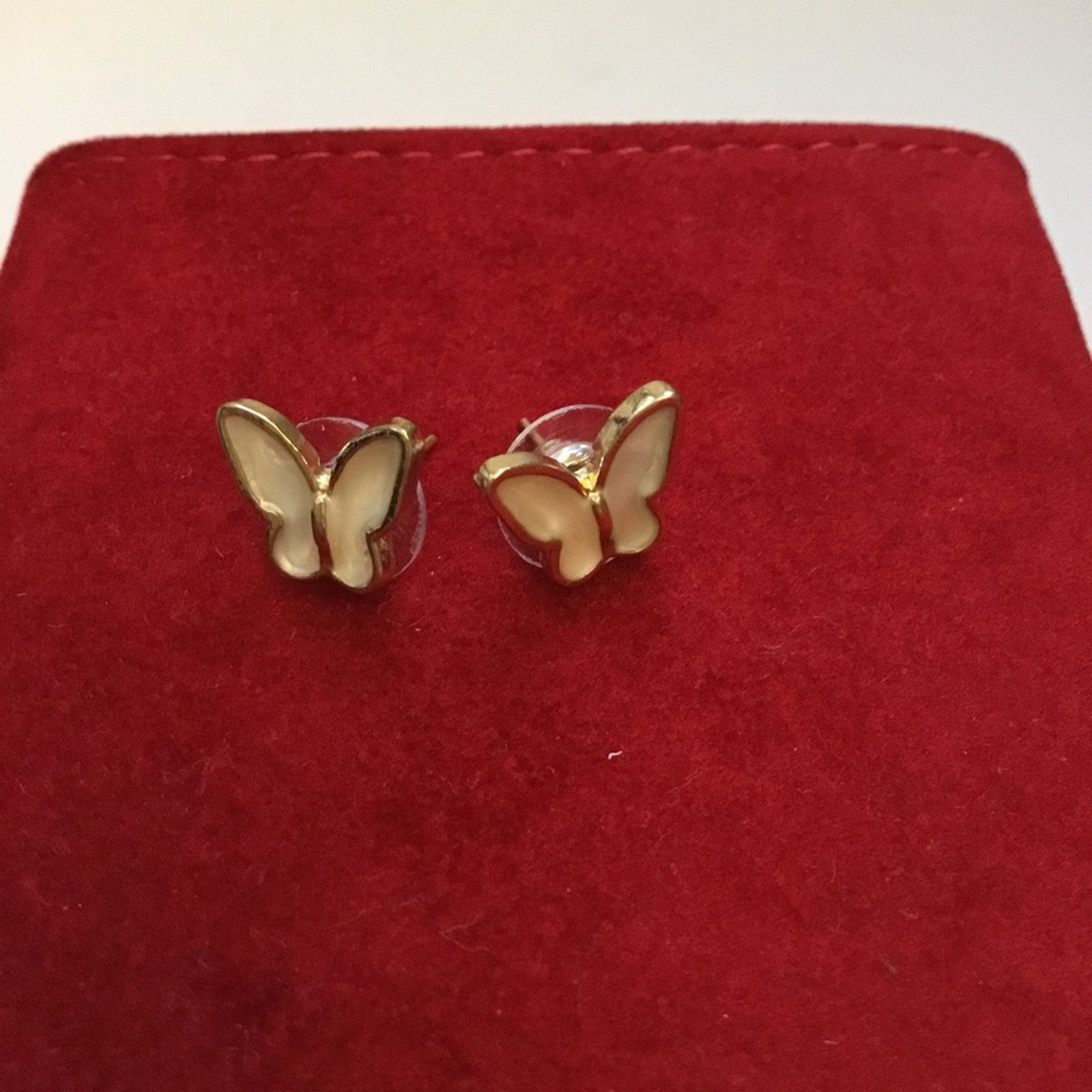 Other Gold & White Butterfly Shaped Stud Earrings Size ONE SIZE - 3 Thumbnail