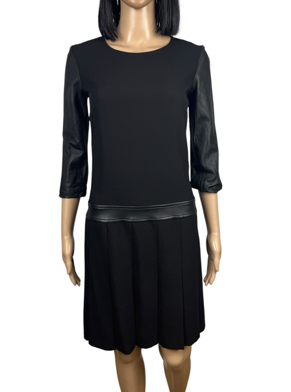 The Kooples The Kooples Midi Pleated Dress Polyester-Leather size 32 Size XXS / US 00 / IT 34 - 3 Thumbnail