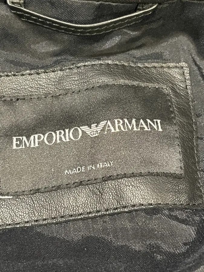 Emporio Armani SS2017 Emporio Armani Biker Padded Black Leather Jacket Size US M / EU 48-50 / 2 - 9 Thumbnail