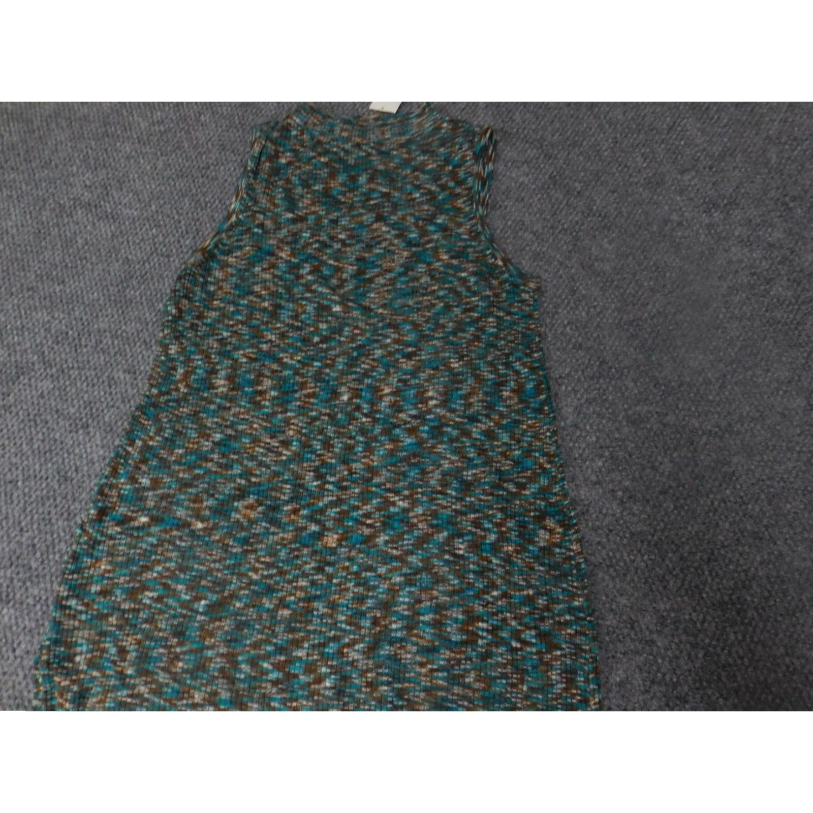 Vintage Cato Womens Dress A-Line Midi PullOver Knit Green L Regular Puff Sleeve Crochet Crew Neck Casual Winter Modernist Size L / US 10 / IT 46 - 7 Thumbnail