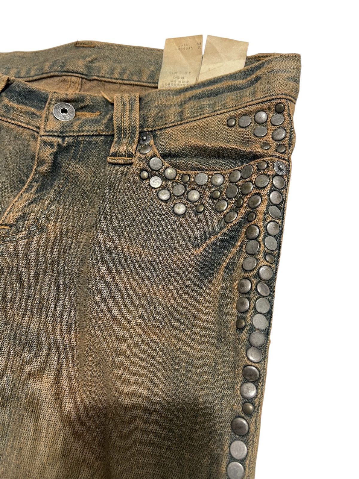 If Six Was Nine × Japanese Brand × Le Grande Bleu (L.G.B.) Ofuon studed mudwash denim Low Rise Flare Jeans Size US 27 - 6 Thumbnail