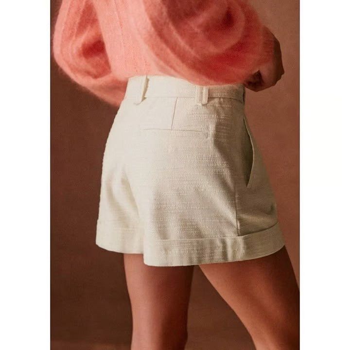 Sezane Sezane Design Rome Beige Belted Cuff Shorts buckle high-rise Size 27" / US 4 / IT 40 - 2 Thumbnail