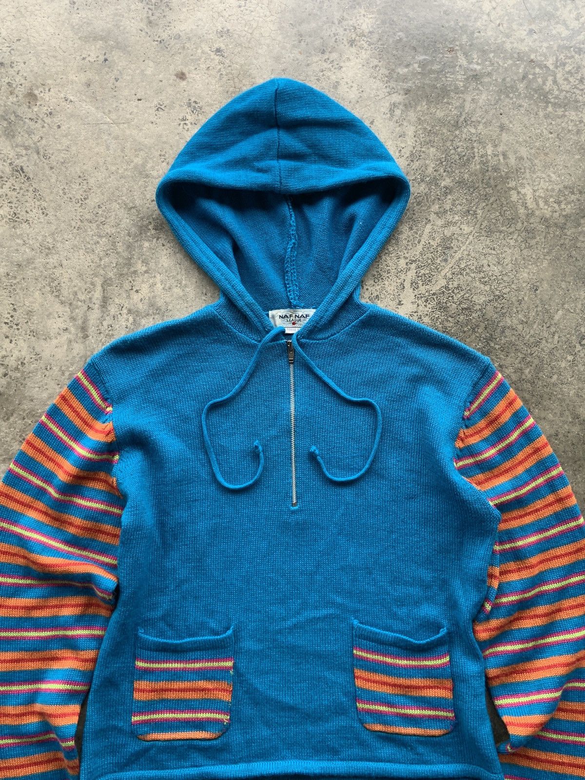 Vintage Vintage 90’s Naf Naf Stripe Halfzip Hoodie Jacket Size S / US 4 / IT 40 - 2 Thumbnail