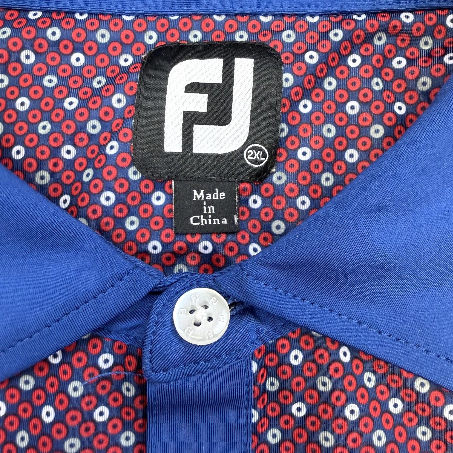 Footjoy FootJoy Polo Shirt Mens 2XL Red Blue Geometric Gainey Ranch Golf Club Stretch Shirt Polo Mens 2XL Geometric Multicolor Golf Size US XXL / EU 58 / 5 - 3 Thumbnail