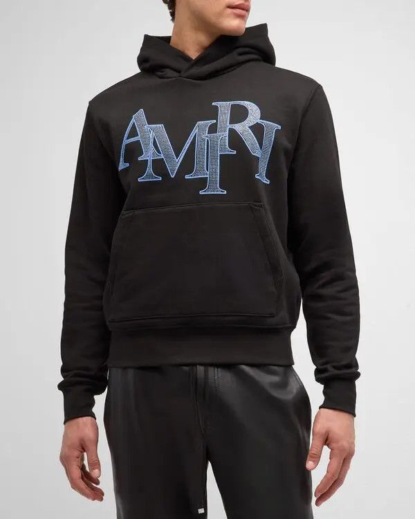 Amiri o1s1wg110525 Crystal Staggered Logo Hoodie in Black Size US S / EU 44-46 / 1 - 2 Thumbnail