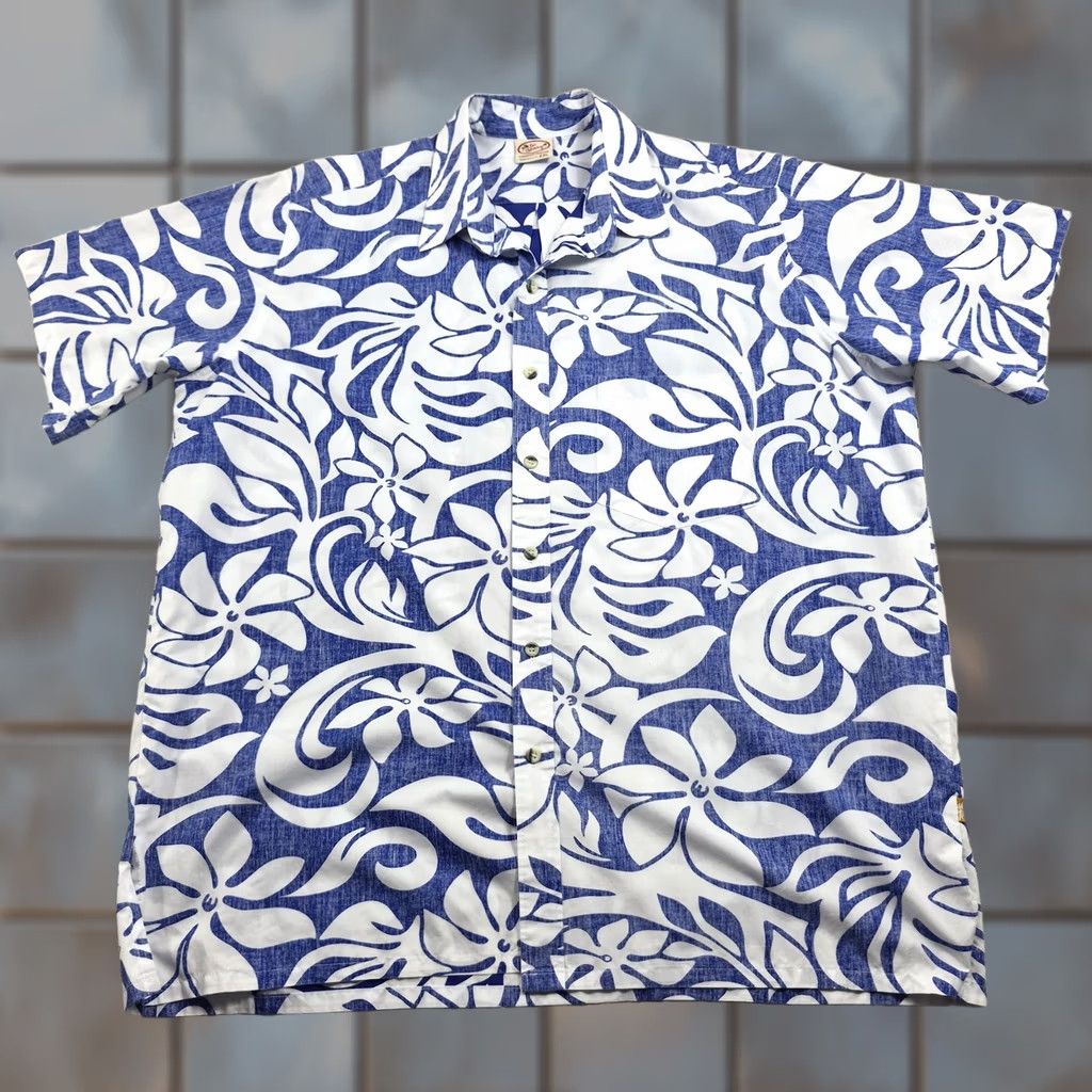 Vivobarefoot Go Barefoot Button Up Shirt Mens 2XL Blue Floral Hawaiian Aloha Short Sleeve Shirt Size US XXL / EU 58 / 5 - 1 Thumbnail