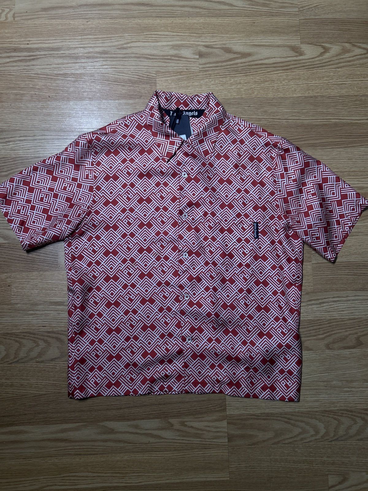 Palm Angels PA Monogram Bowling Shirt Red Off White Size US S / EU 44-46 / 1 - 1 Thumbnail