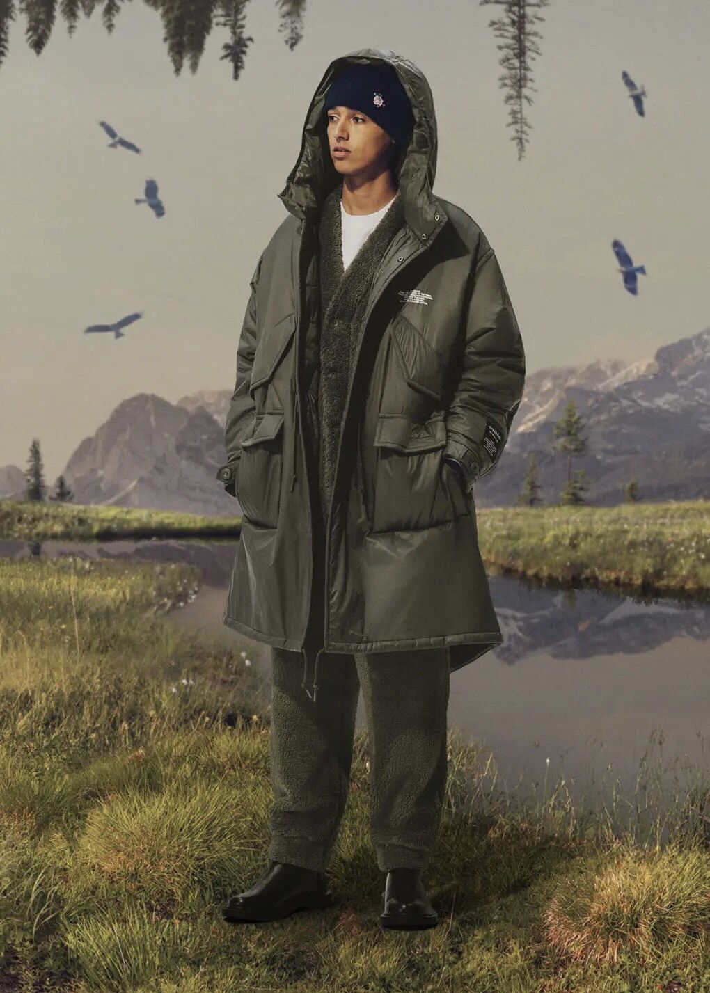 GU × Undercover AW21 GU x Undercover Padded Flower Parka Coat Olive Size US L / EU 52-54 / 3 - 2 Thumbnail