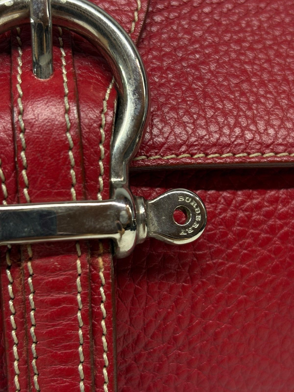 Burberry Burberry London Hot Red Leather Shoulder Bag Nova Check Size ONE SIZE - 6 Thumbnail