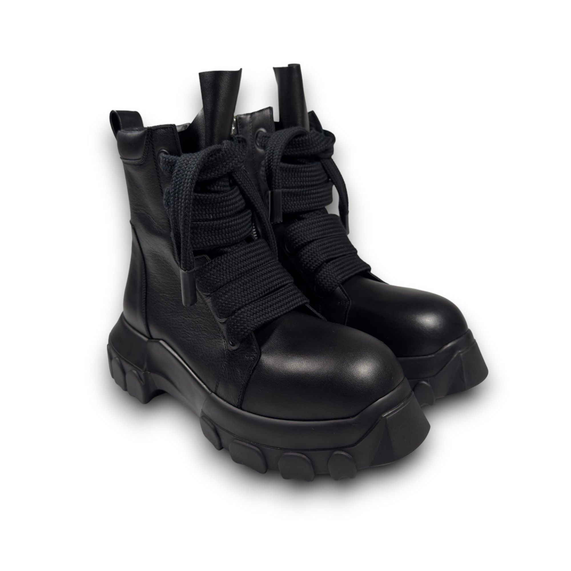 Rick Owens JUMBO LACED BOZO TRACTOR BOOTS BLACK SS24 LIDO | Grailed