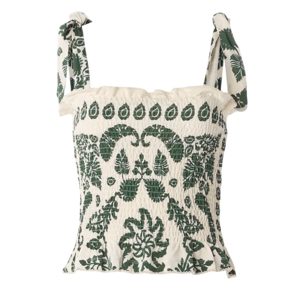 Sandro Sandro Ramatuelle Top in Cream/Green, Size US 0 Size XS / US 0-2 / IT 36-38 - 1 Thumbnail