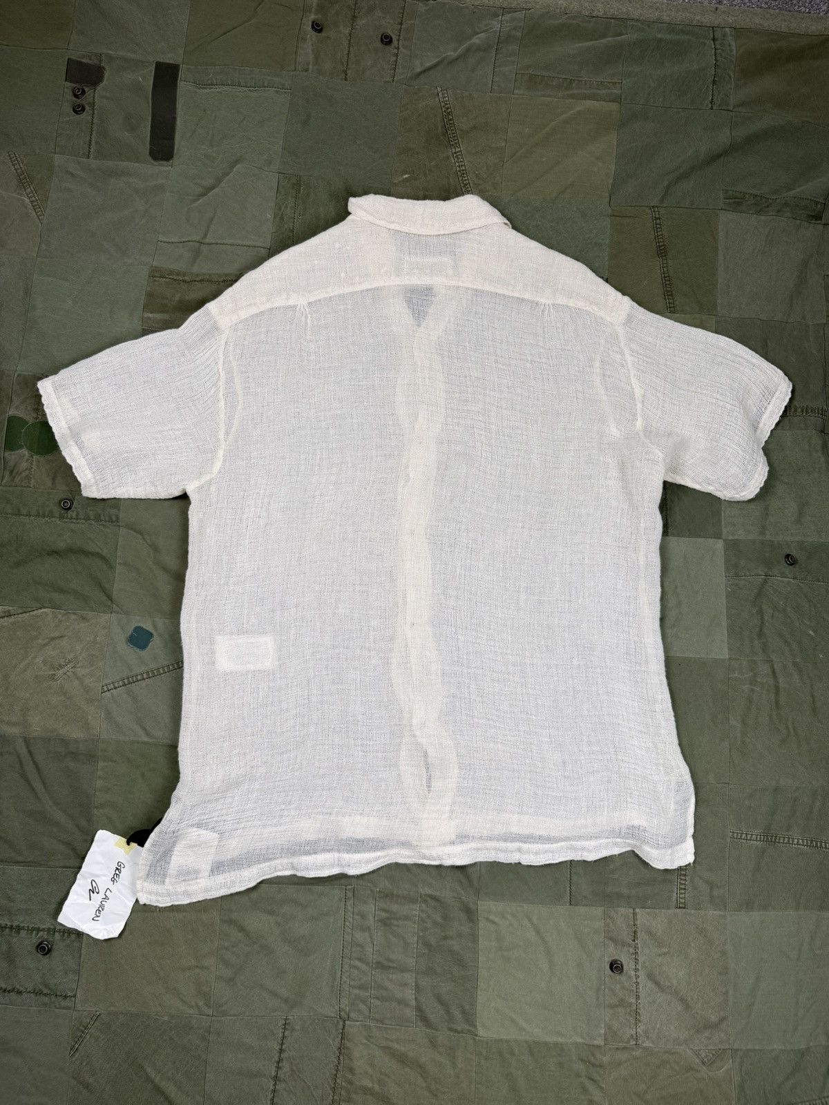 Greg Lauren Ivory Mesh Short Sleeve Shirt Size US L / EU 52-54 / 3 - 6 Thumbnail