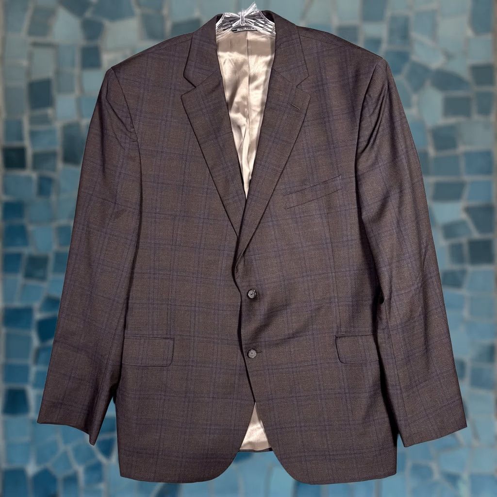 Jack Victor Jack Victor Sport Coat Men 48L Blazer Wool Windowpane CT Vimy Super 110s Size 48R - 1 Thumbnail