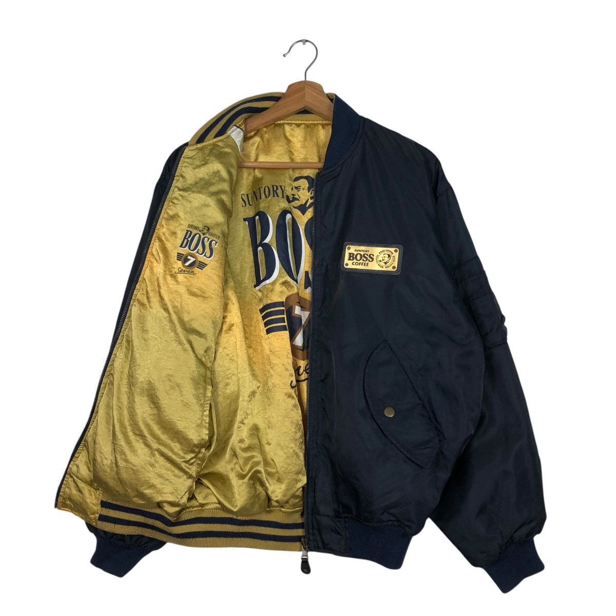 Japanese Brand Reversible Bomber Jacket Satin Suntory Boss Coffee Big Logo Size US M / EU 48-50 / 2 - 14 Thumbnail