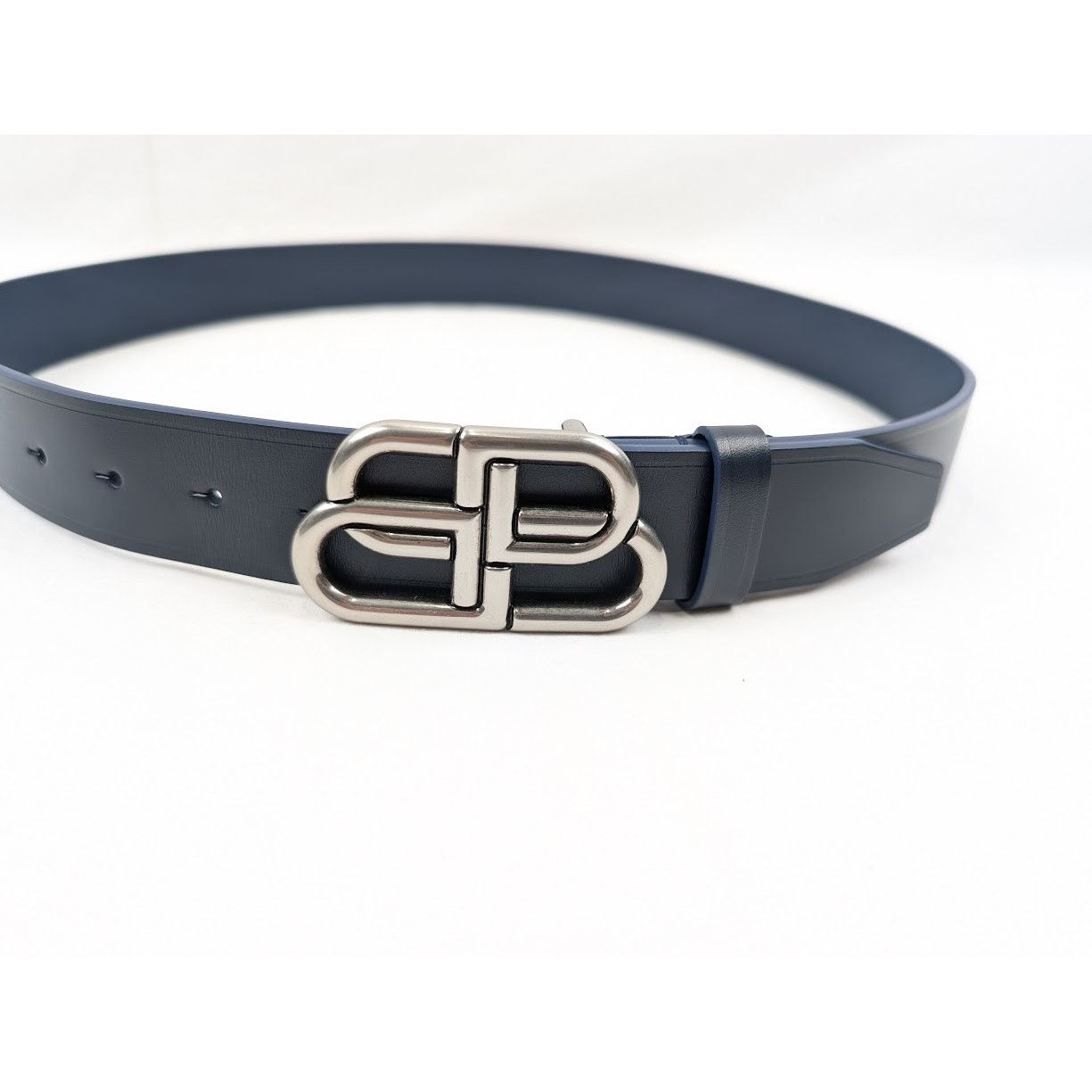 Balenciaga o1rshd1 Size:90 CM / Natural Calf Large BB Belt in Navy Blue Size 36 - 10 Thumbnail