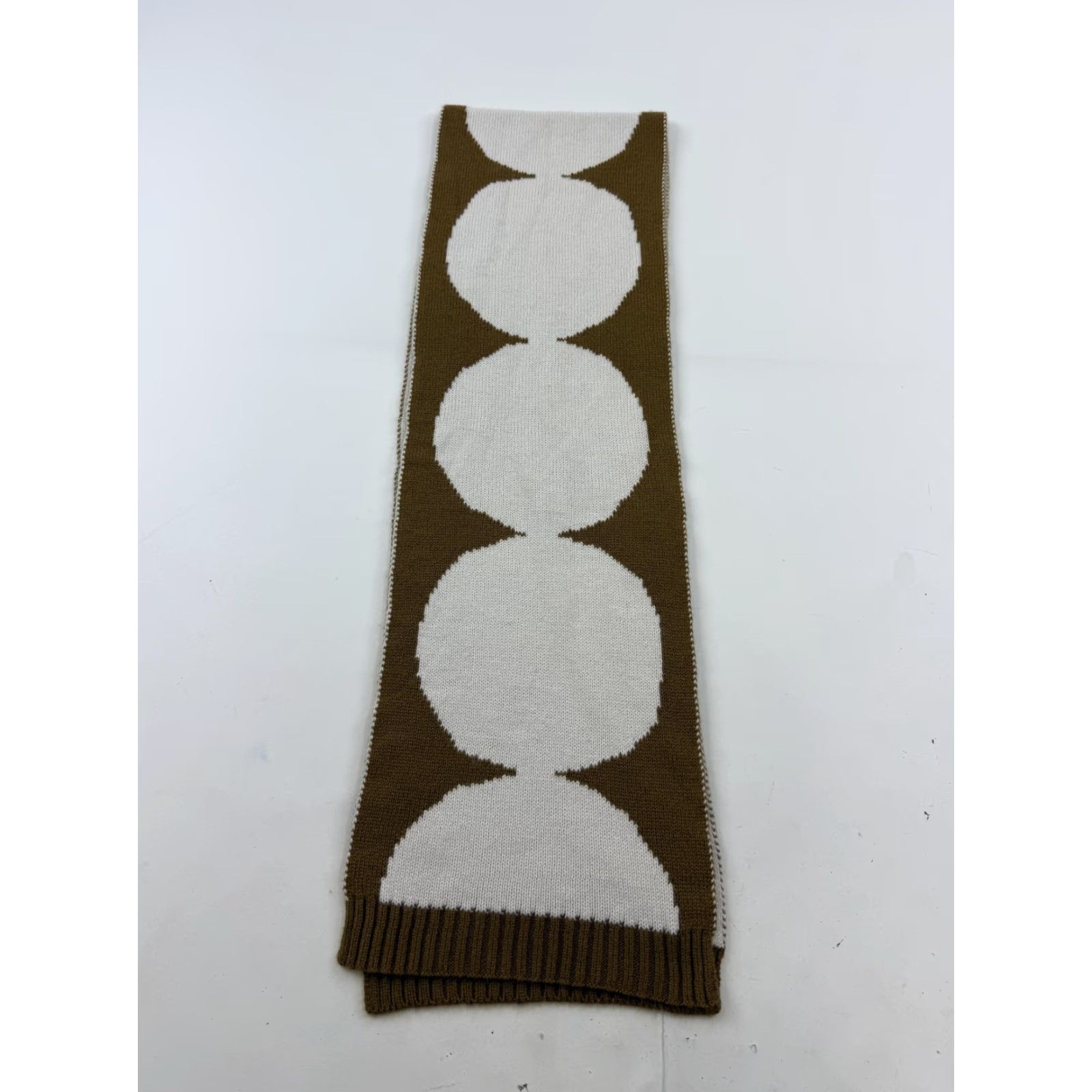 Marimekko Marimekko Scarf Womens One Size Brown Wool Knit Polka Dot Rectangle Uniqlo Size ONE SIZE - 4 Thumbnail