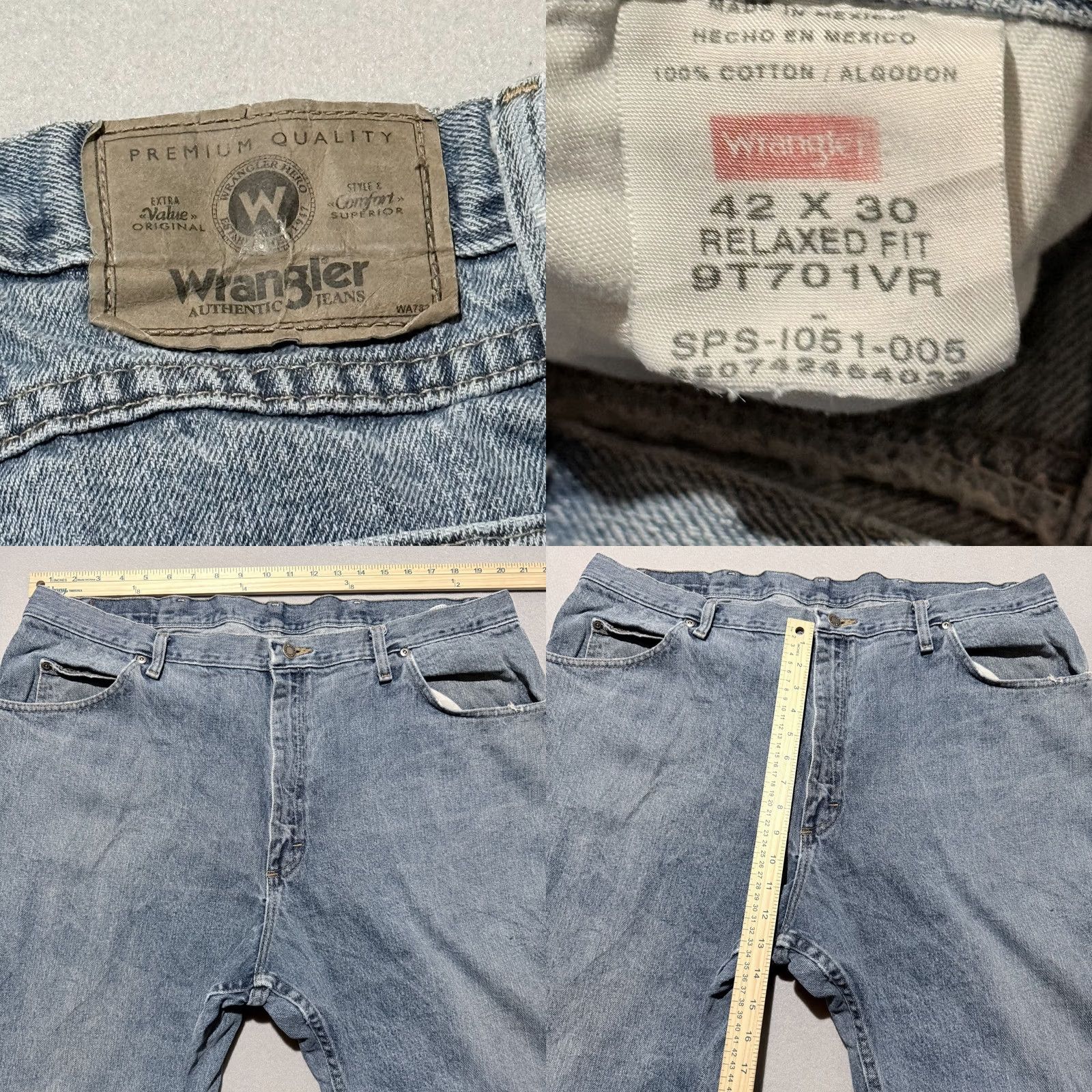 Wrangler Wrangler Five Star Jeans Men's Blue Denim High Rise Straight Relaxed Fit 42x30 Size US 42 / EU 58 - 8 Thumbnail