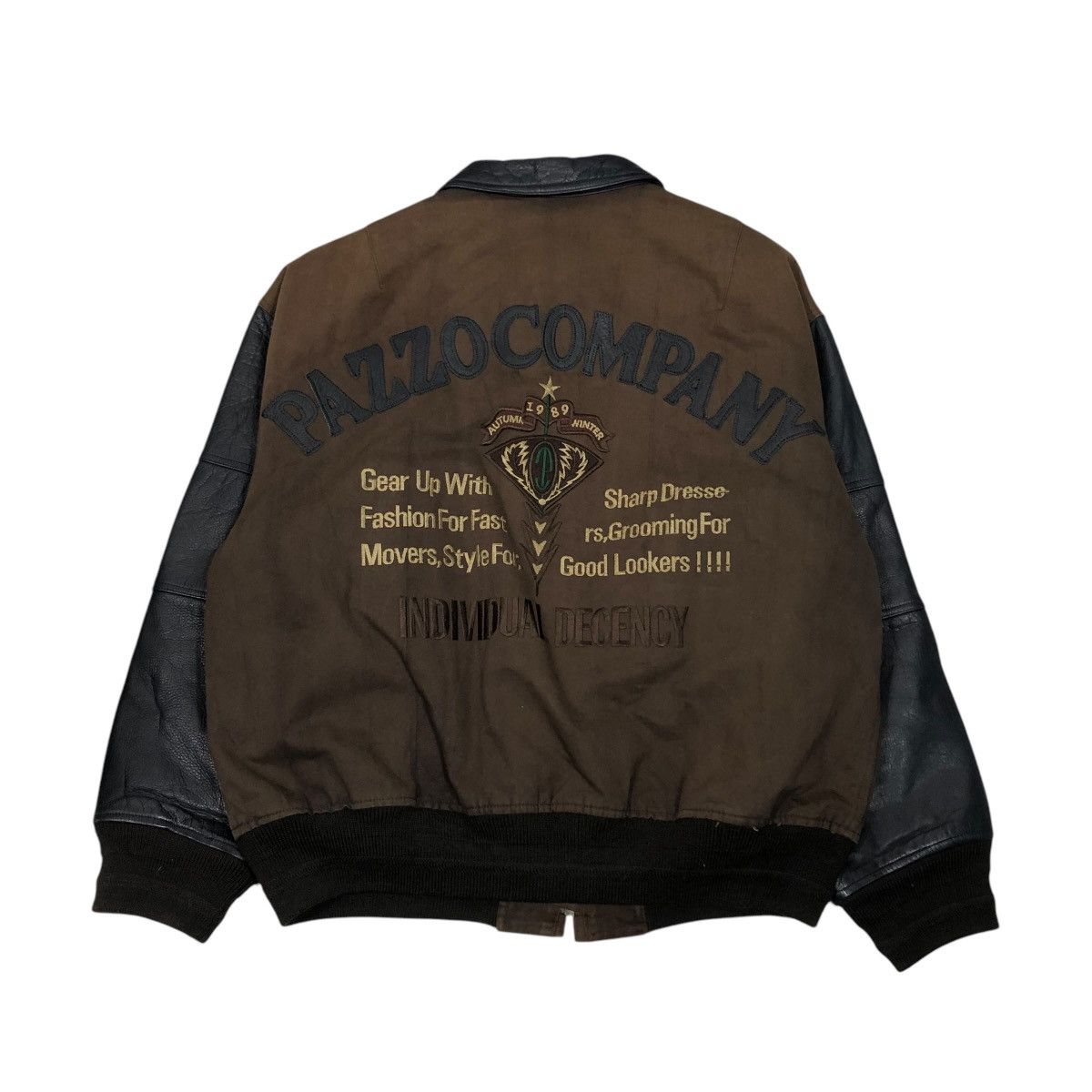 Japanese Brand 🔥VINTAGE BOMBER LEATHER JACKET PAZZO COMPANY ISSEY MIYAKE Size US M / EU 48-50 / 2 - 1 Thumbnail