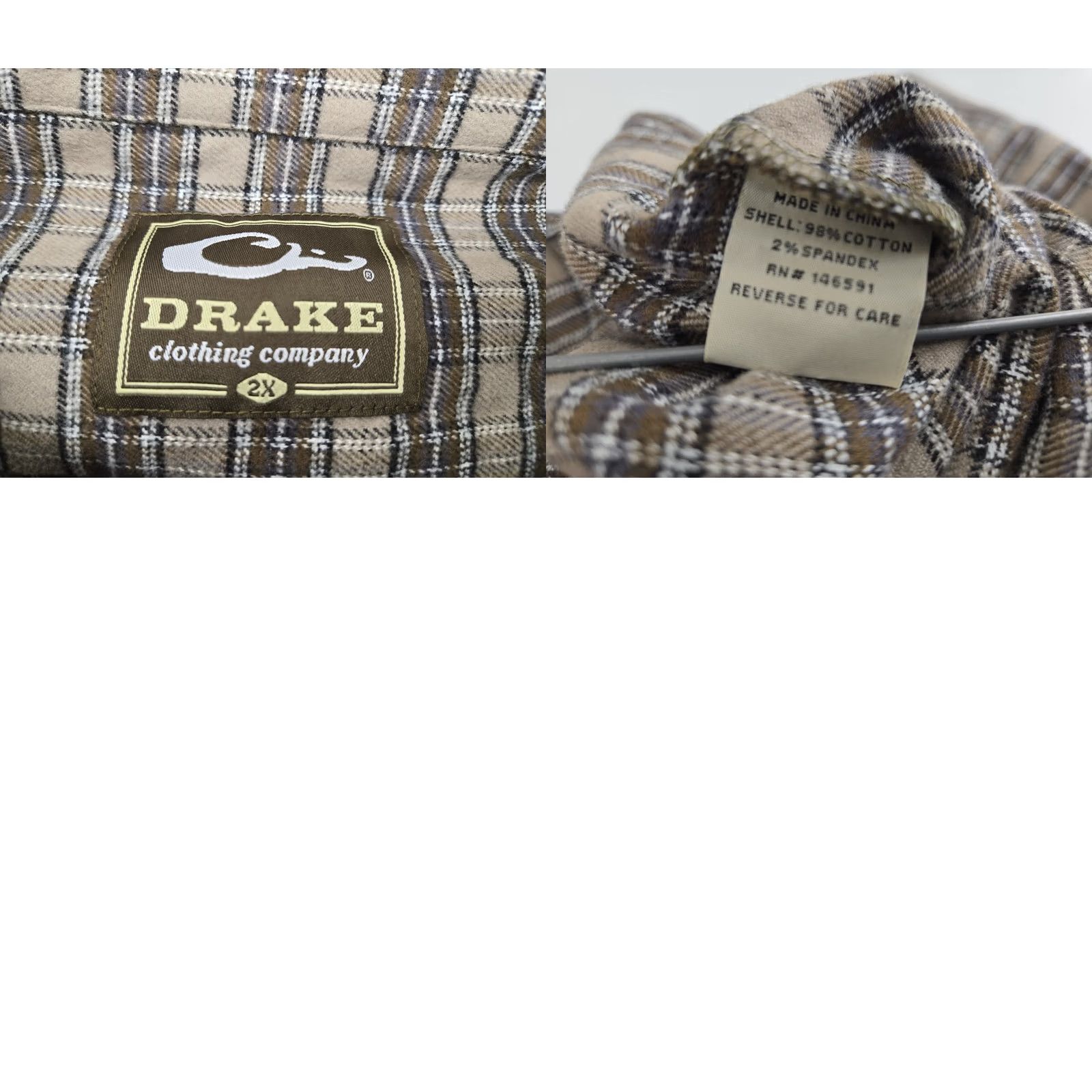 Vintage Drake Waterfowl Button-Up Flannel Shirt 2XL Brown Gray Plaid Shirt Men Regular Cotton Blend Long Sleeve Jacket Casual Workwear Size US XXL / EU 58 / 5 - 9 Thumbnail