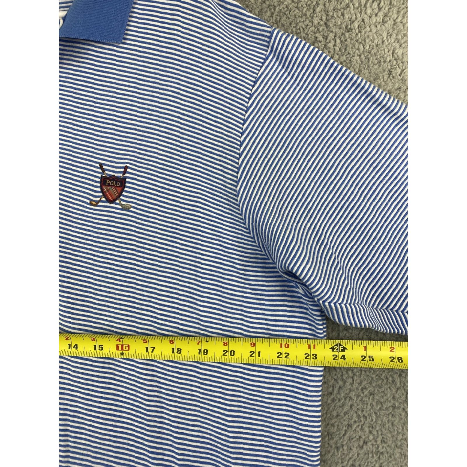 Polo Ralph Lauren VINTAGE Polo Ralph Lauren Polo Shirt Men Short Sleeve Striped Button-Down 2XL Blue / 37-11 90s Logo Size US XXL / EU 58 / 5 - 6 Thumbnail