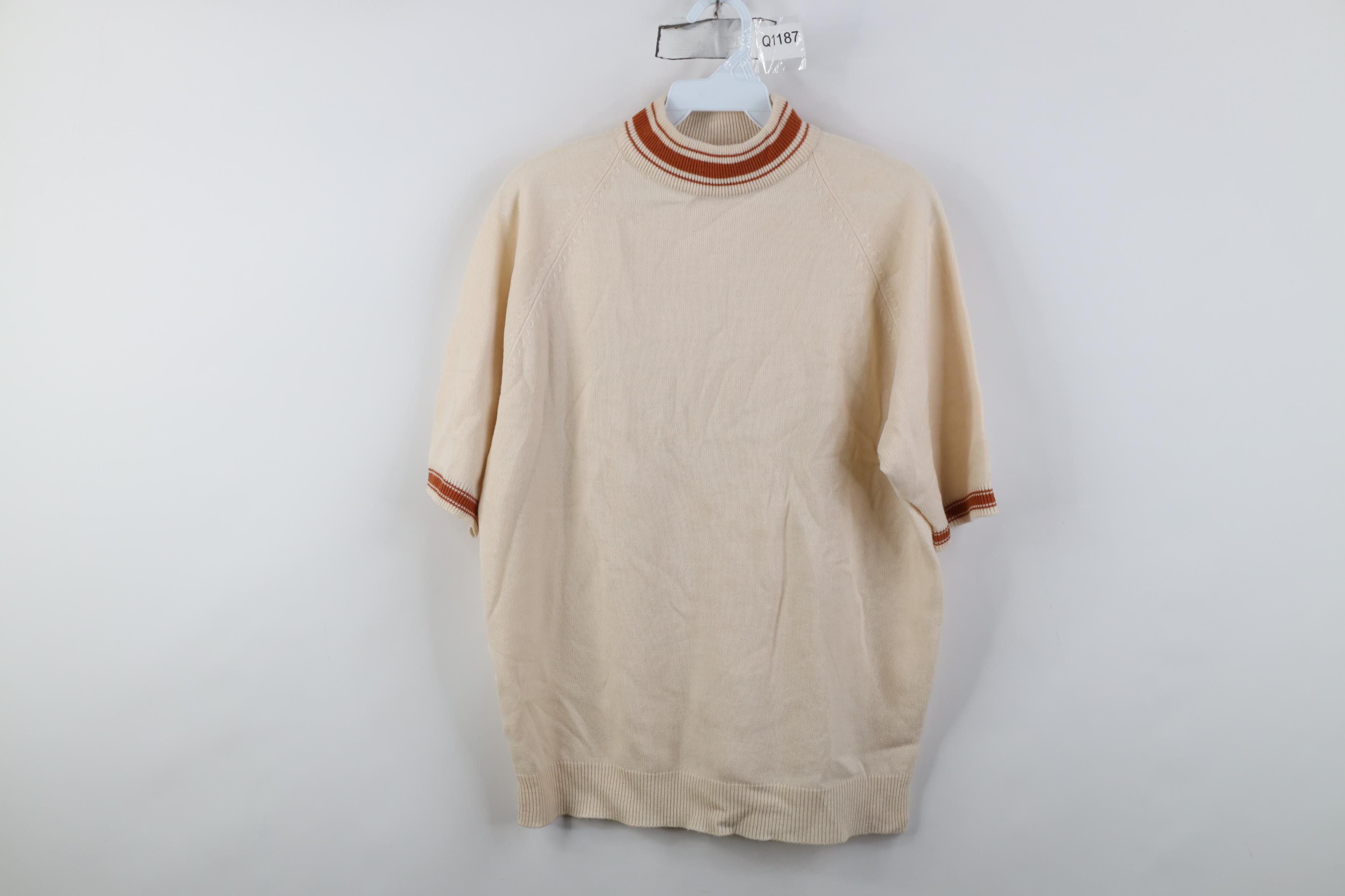 Vintage Vintage 50s Streetwear Short Sleeve Knit Mock Neck Sweater Size US M / EU 48-50 / 2 - 1 Thumbnail