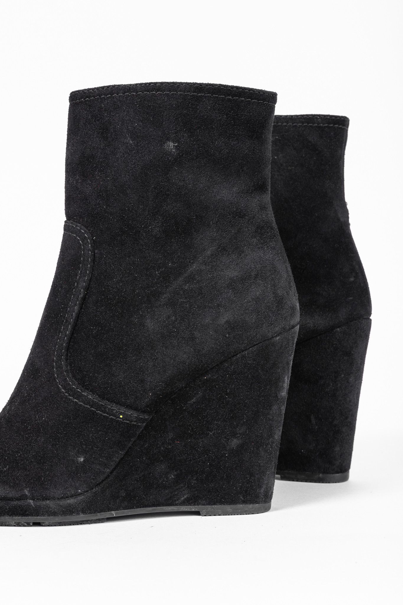 Prada Prada Black Suede Wede Booties Size US 7.5 / IT 37.5 - 7 Thumbnail
