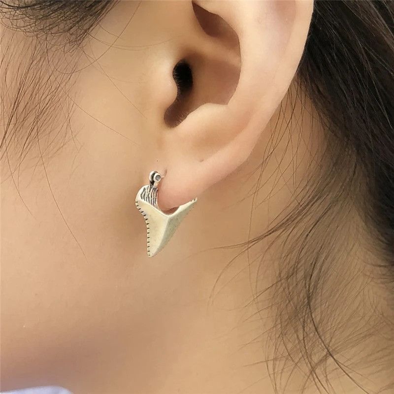 Jewelry Shark Teeth Stud Earrings 925 Sterling Ear Charm Gift Size ONE SIZE - 2 Thumbnail