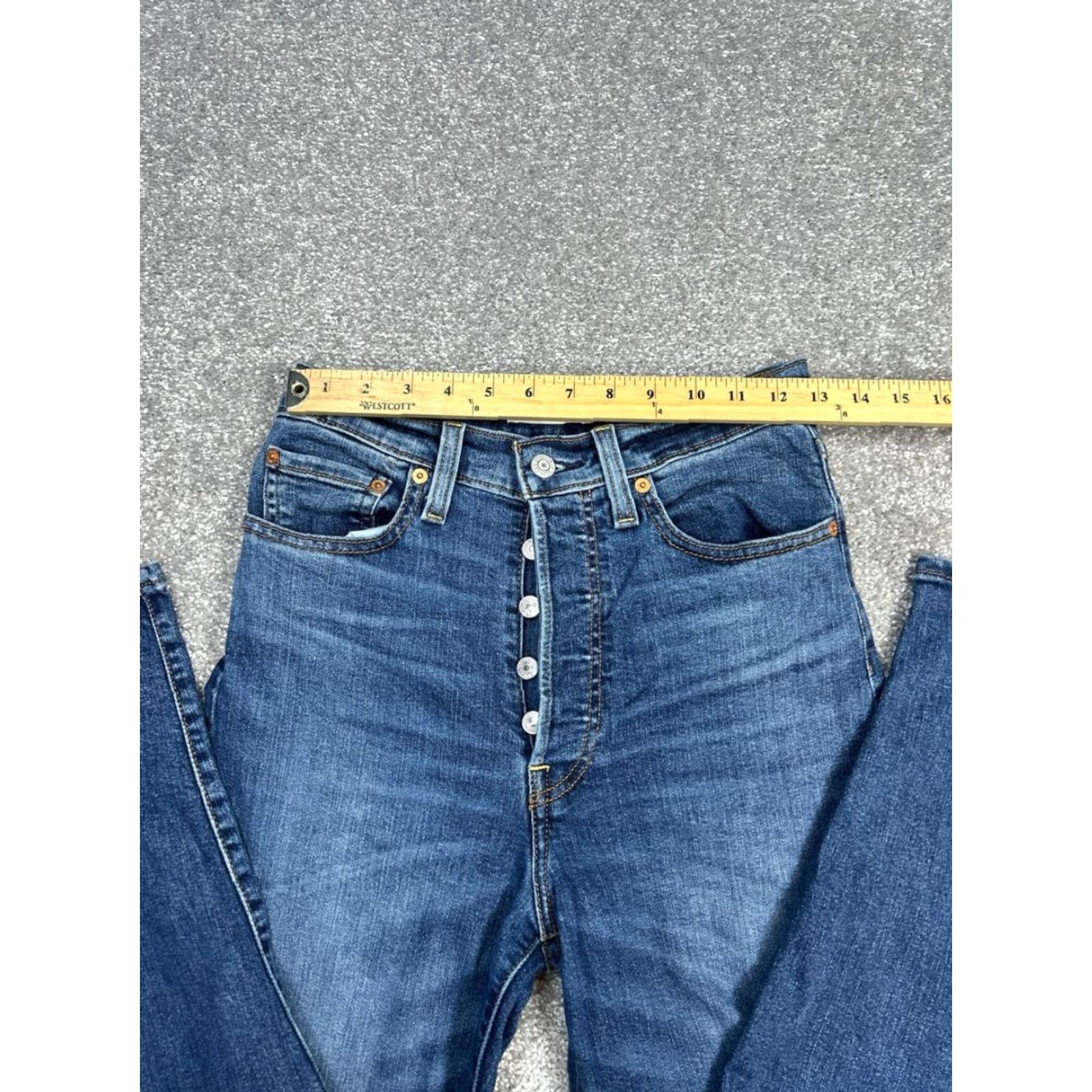 Levi's Levis Ribcage Straight Ankle Jeans Womens 27 Blue Denim Cotton High Rise 26x26 Jeans City Preppy Womens Size 27" / US 4 / IT 40 - 3 Thumbnail