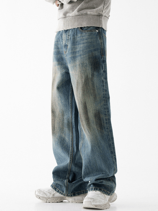Japanese Brand × Jean High street versatile wide leg distressed men's jeans Size US 32 / EU 48 - 2 Thumbnail