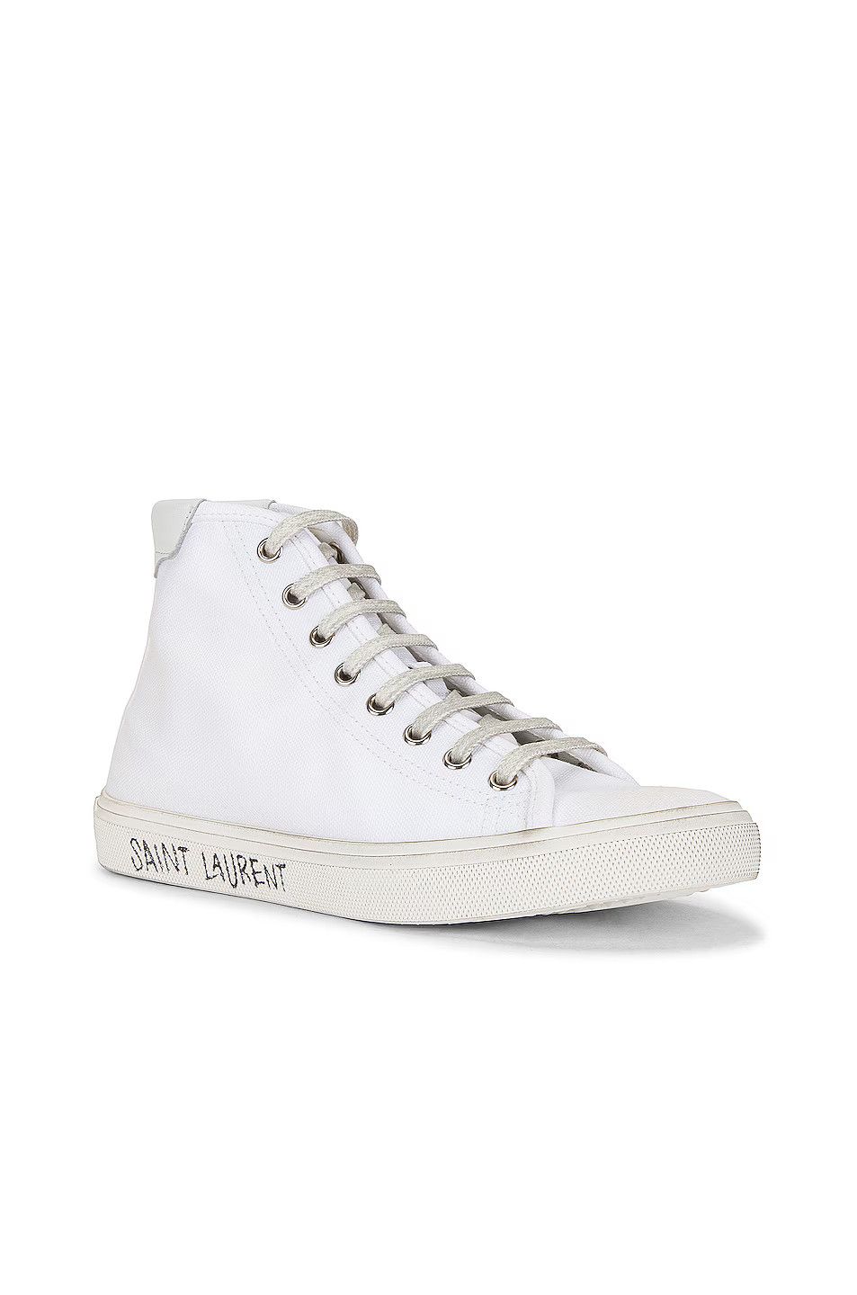 Saint Laurent Paris o1s1wg111024 Malibu Mid-Top Sneakers Canvas Leather White Size US 6 / IT 36 - 2 Thumbnail