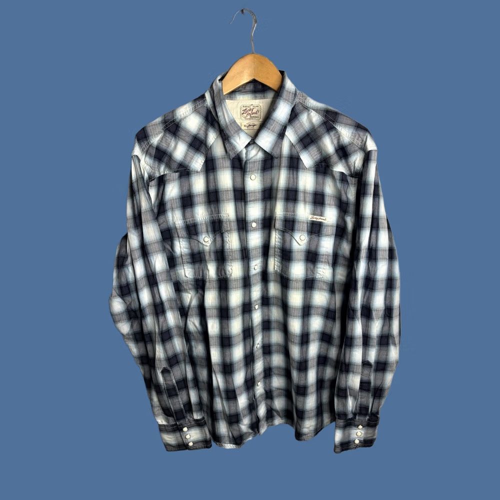 Lucky Brand Lucky Brand Shirt L Brown Plaid Western Pearl Snap Long Sleeve Cotton Mens Size US L / EU 52-54 / 3 - 1 Thumbnail