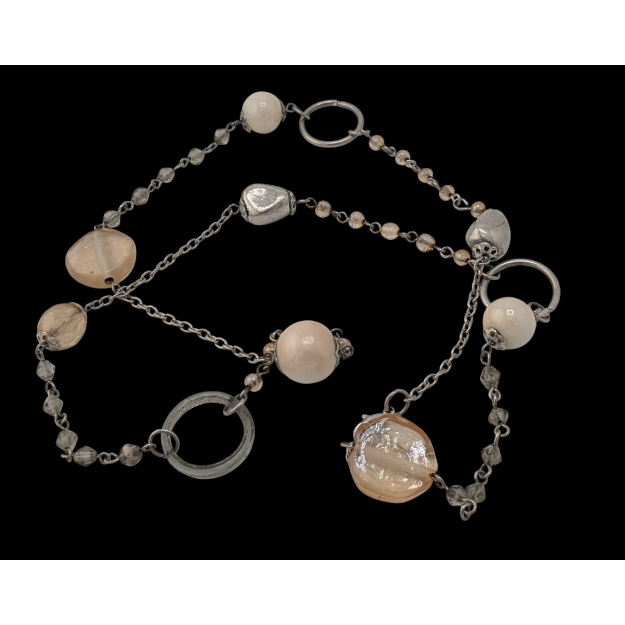Other Y2K Style Cream Tone Glass Beaded Station Necklace Size ONE SIZE - 2 Thumbnail