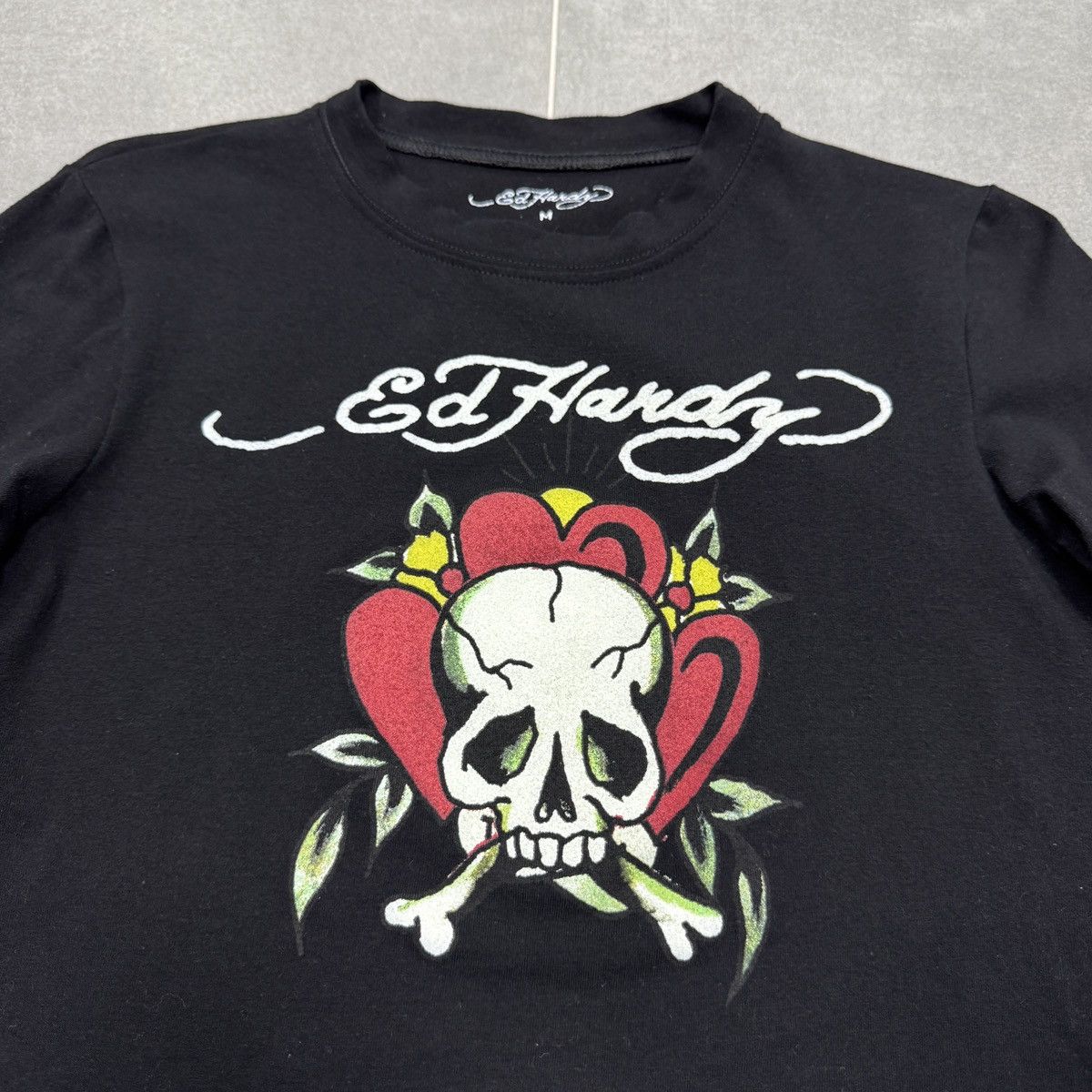 Ed Hardy Ed Hardy by Christian Audigier Tattoo Skull Crop Top Shirt Size M / US 6-8 / IT 42-44 - 6 Thumbnail
