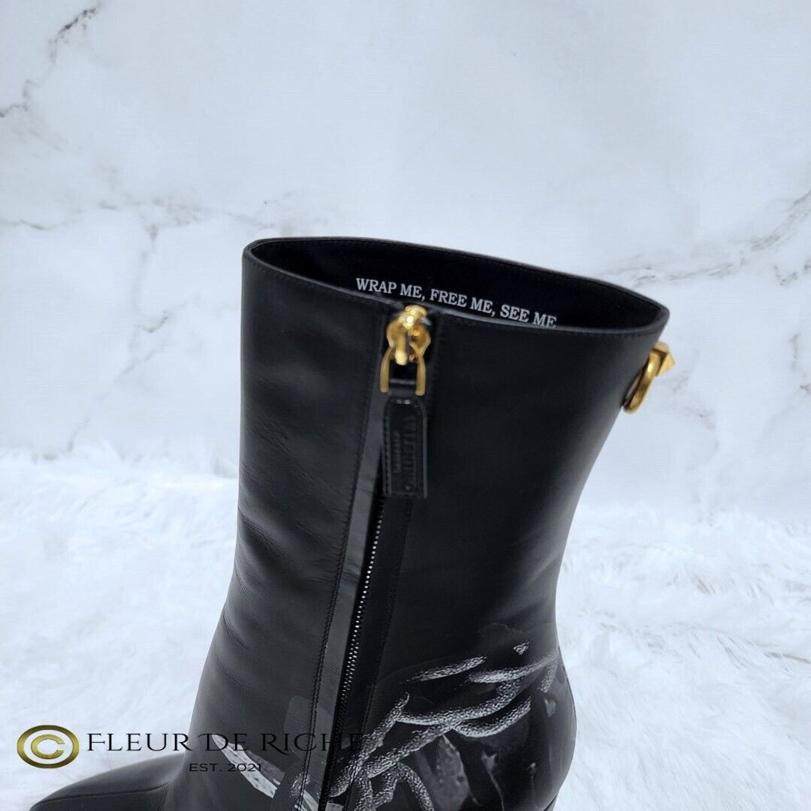 Valentino Valentino x Undercover Black Rose Leather Ankle Boots Size US 7.5 / IT 37.5 - 5 Thumbnail