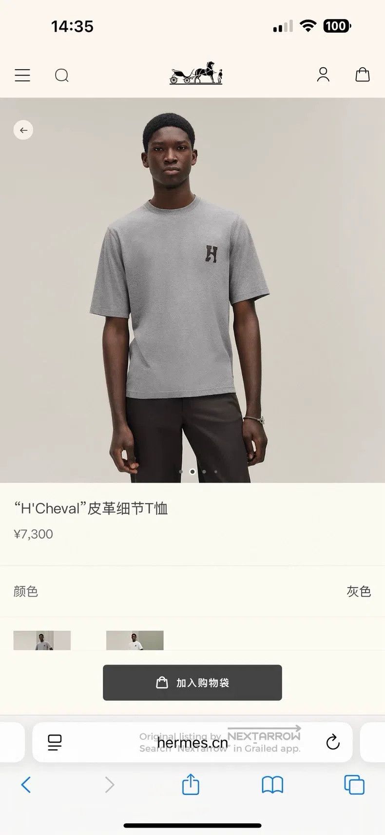 Hermes Hermes Grey crew neck short sleeve T-shirt Size US L / EU 52-54 / 3 - 2 Thumbnail