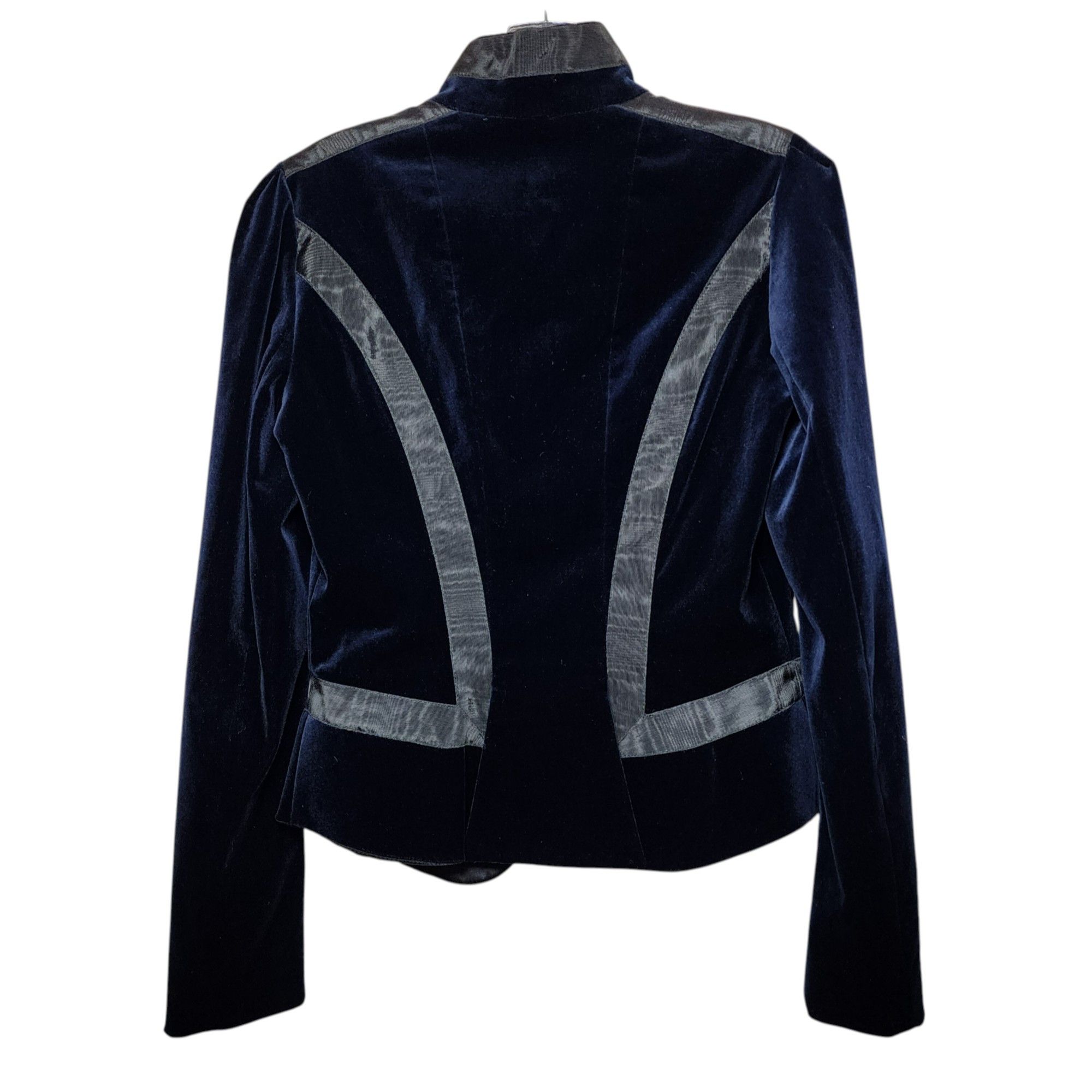 Diane von Furstenberg Wool Blend Velvet Victorian Style Navy Blazer Size M / US 6-8 / IT 42-44 - 2 Thumbnail