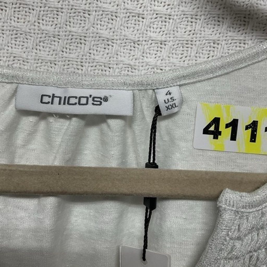 Chicos NWT Chico's Flutter Sleeve T-Shirt Top Women 4/US2XL Shimmer Size XXL / US 16-18 / IT 52-54 - 2 Thumbnail