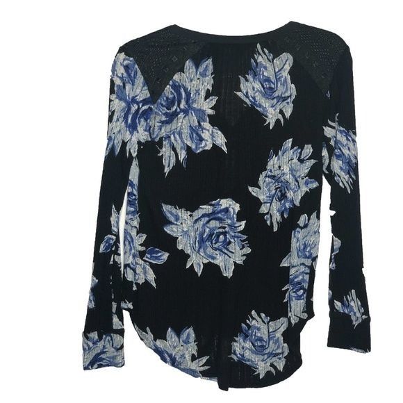 Lucky Brand Lucky Brand Linen Blend Floral Print Henley Top Size S / US 4 / IT 40 - 6 Thumbnail