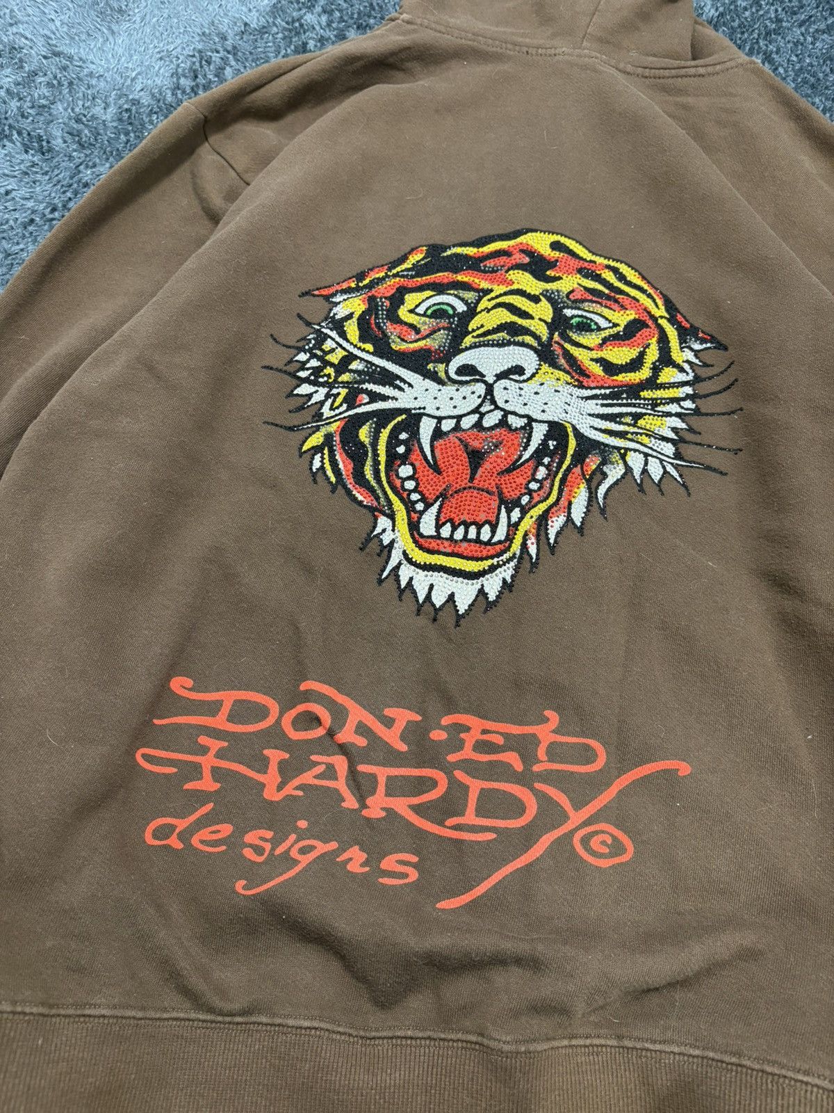 Ed Hardy Vintage Ed Hardy Y2K Big Logo Brown Hoodie Size US XL / EU 56 / 4 - 9 Thumbnail