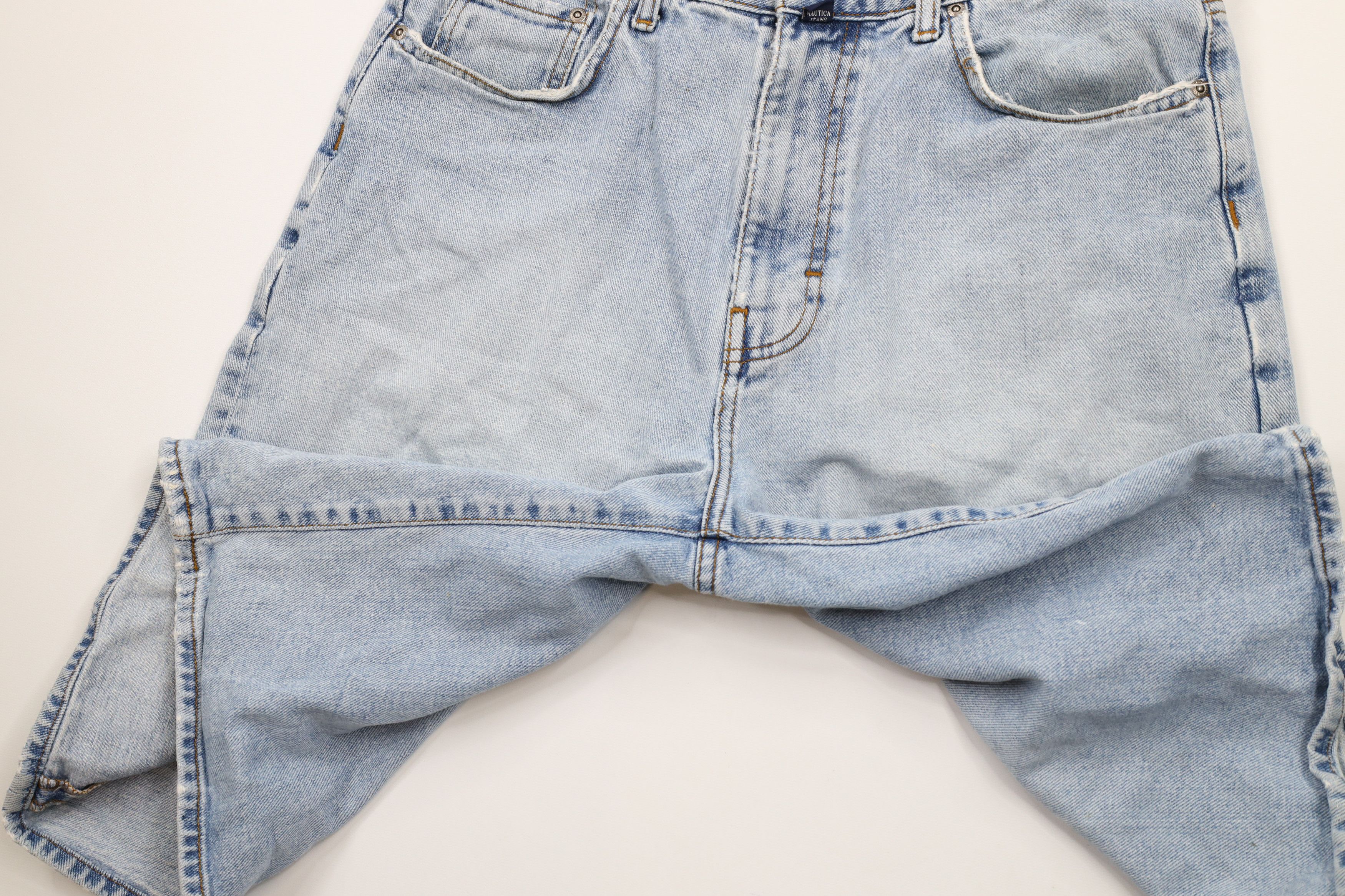 Nautica × Vintage Vintage 90s Nautica Spell Out Baggy Denim Jean Shorts Jorts Size US 32 / EU 48 - 6 Thumbnail