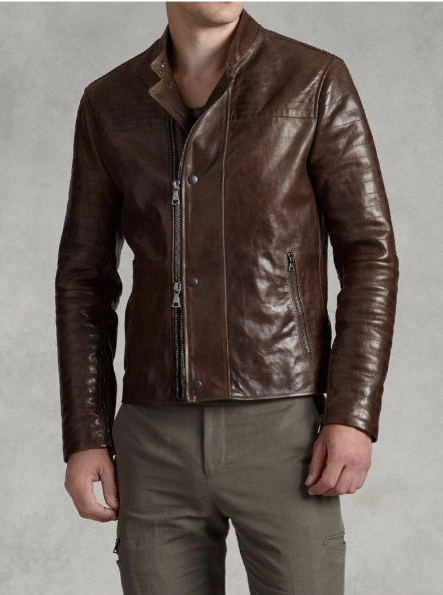 John Varvatos Distressed Biker Moto Leather Jacket Size EU 48 USA 38 Size US M / EU 48-50 / 2 - 1 Thumbnail