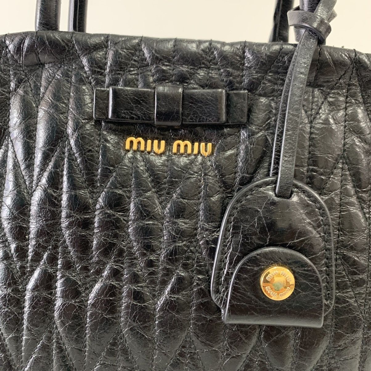 Miu Miu Miu Miu Matelasse Black Leather Shoulder Bag Size ONE SIZE - 2 Thumbnail