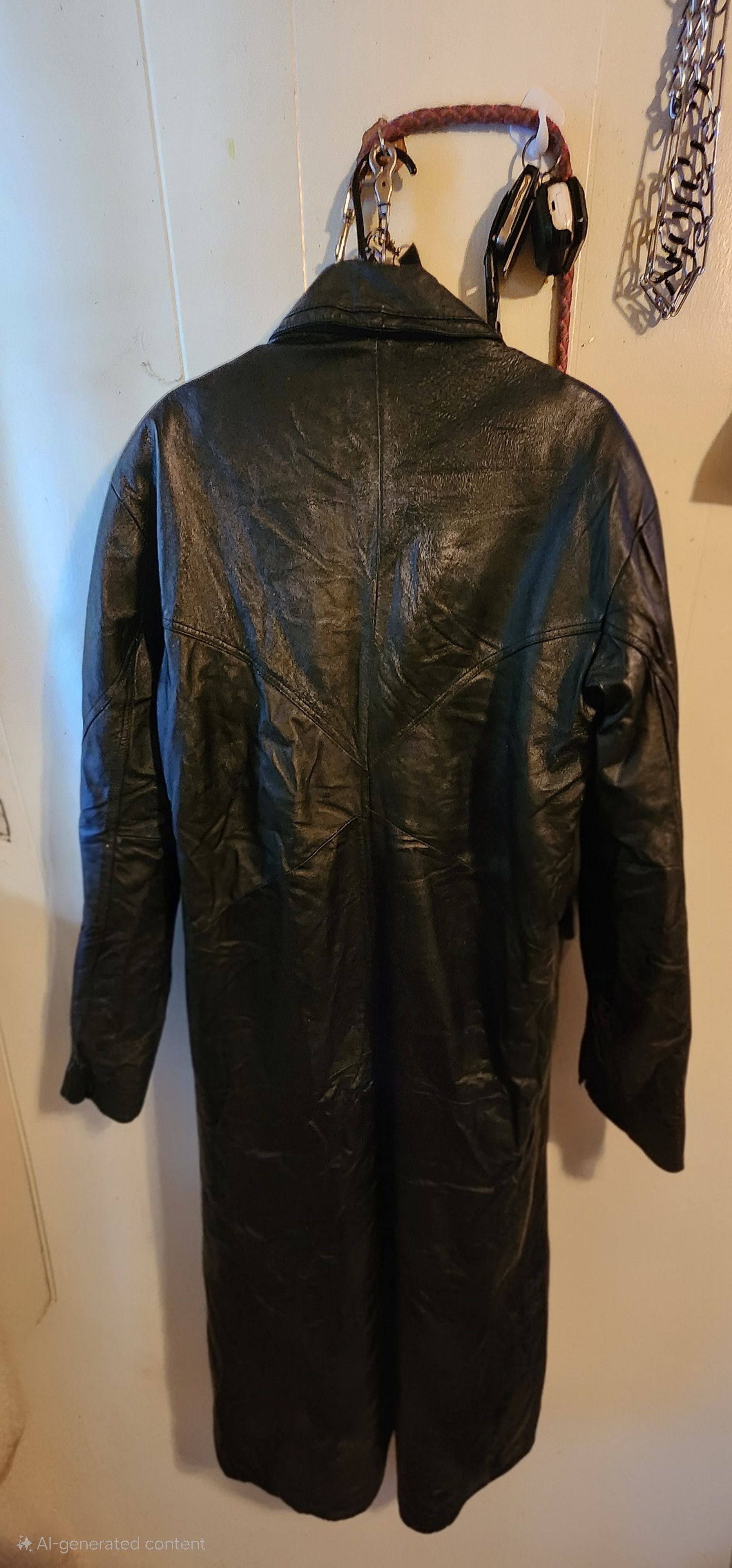 G-III G-III Women's black leather trench coat. Size L / US 10 / IT 46 - 4 Thumbnail