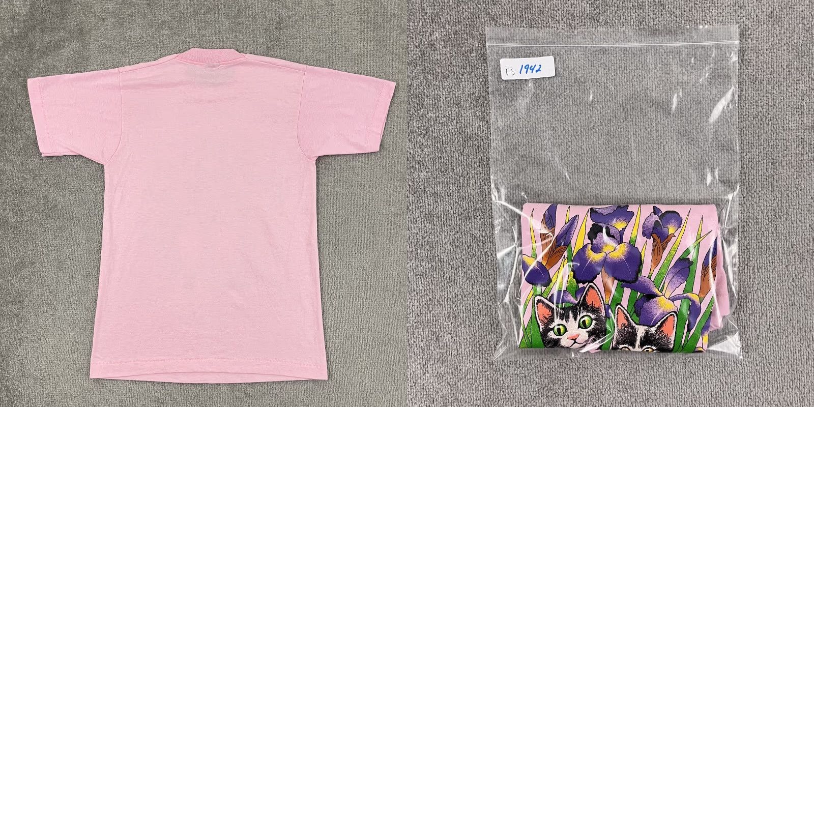 Vintage VTG Shirt Womens Medium Pink Cats in Irises Floral Flowers Graphic T Grannycore Size M / US 6-8 / IT 42-44 - 8 Thumbnail
