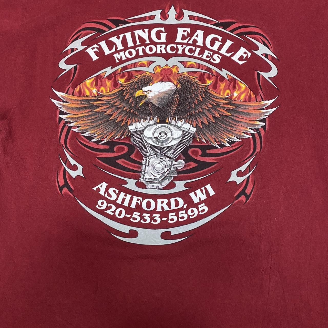 Gildan Y2K flying eagle motorcycles over print graphic red Tshirt Size US L / EU 52-54 / 3 - 5 Thumbnail