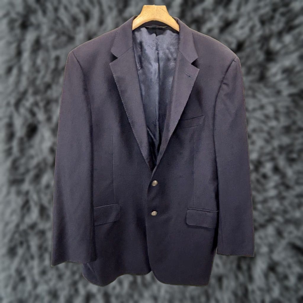 Jos. A. Bank VINTAGE Jos A Bank Signature Gold Wool Blazer Sport Coat Men 44R Navy Solid Business Party Classic Two-Button Size 44R - 1 Thumbnail
