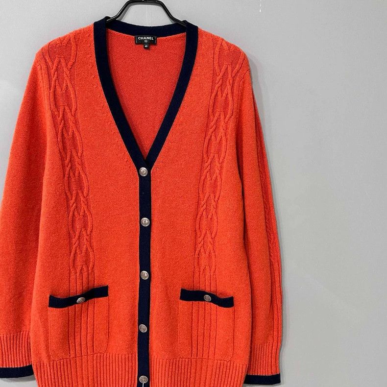 Chanel Chanel Orange cashmere cardigan jacket 2504-Nextarrow Size S / US 4 / IT 40 - 2 Thumbnail