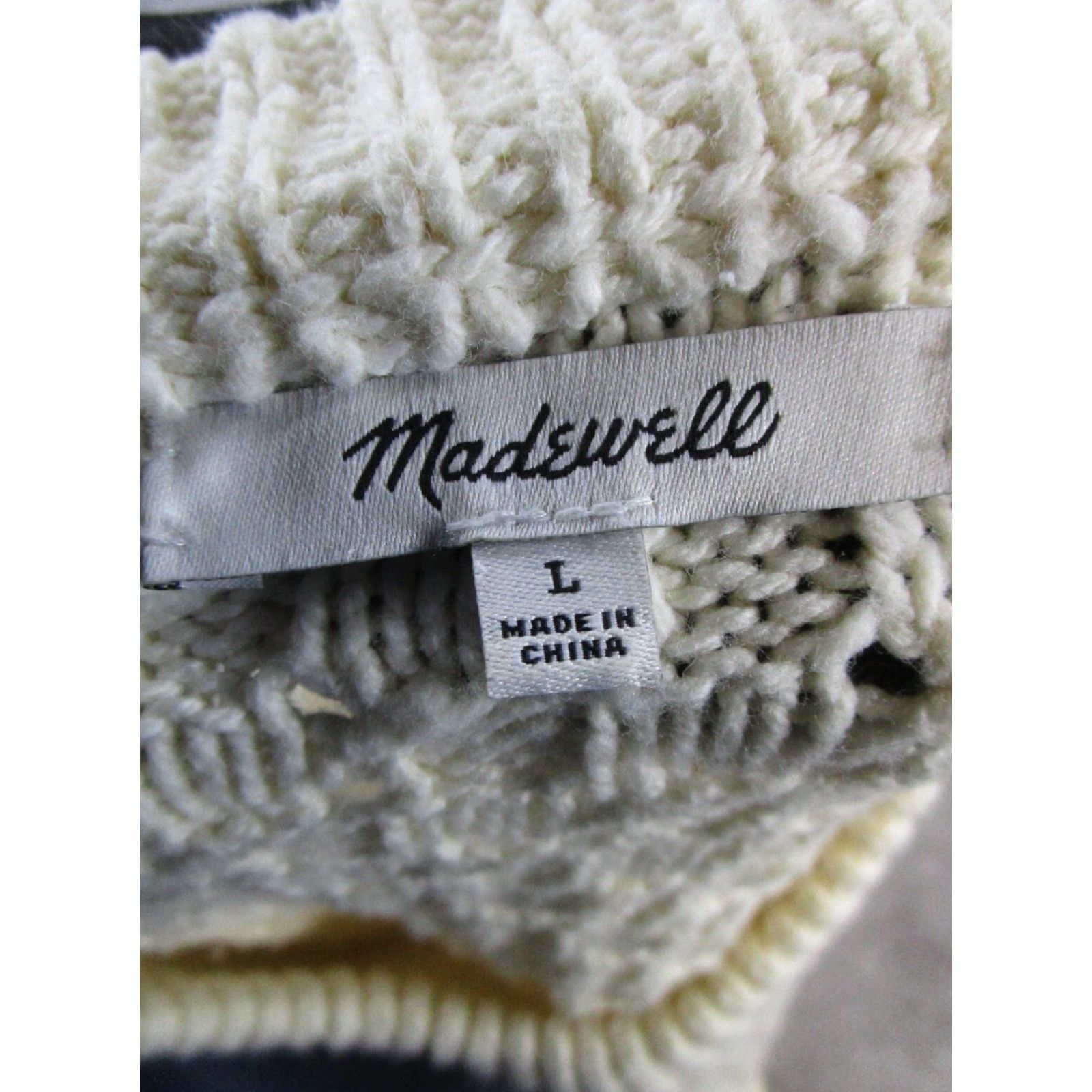 Madewell VINTAGE Madewell Sweater Womens Large Ivory Cotton Blend Waffle Knit Pullover Womens Large Ivory Sweater Size L / US 10 / IT 46 - 3 Thumbnail