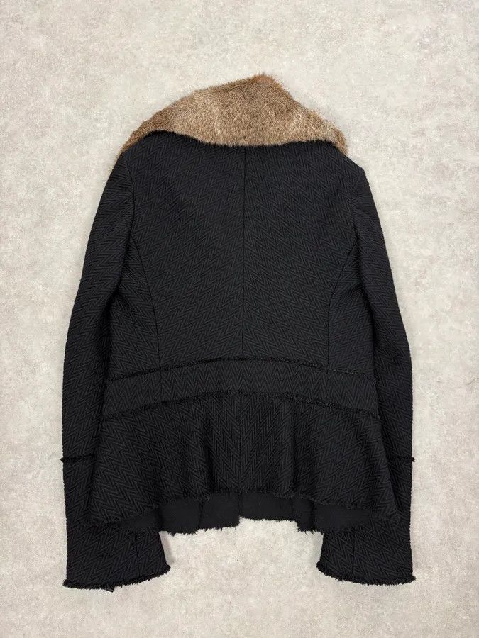 Just Cavalli AW2005 Cavalli Rabbit Fur Collar Asymmetrical Black Wool Jacket Size M / US 6-8 / IT 42-44 - 6 Thumbnail